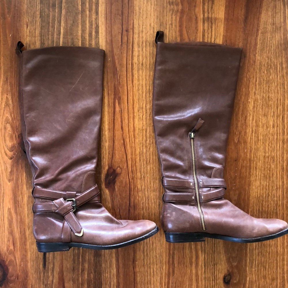 Aerin Meudon tall brown leather boot in 8M